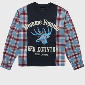 Fashion Homme + Femme Deer Country Flannel Tee Black